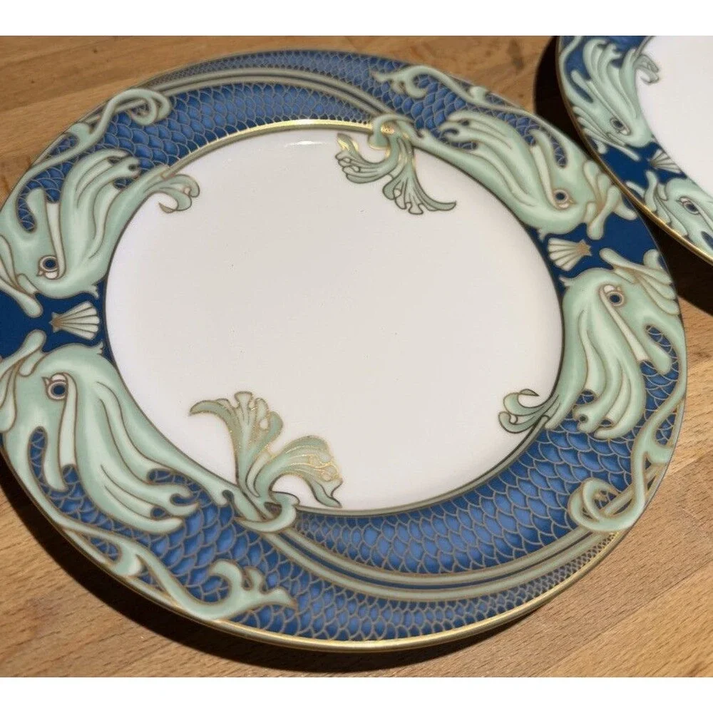 Fitz and Floyd Green Dolphin Street Salad/Dessert Plates Set of 4